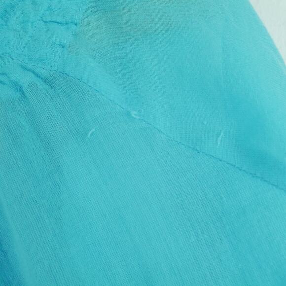 Gretchen Scott Large Top Cotton Gauze Embroidered Popover Sheer Blue Beachy - Picture 11 of 11